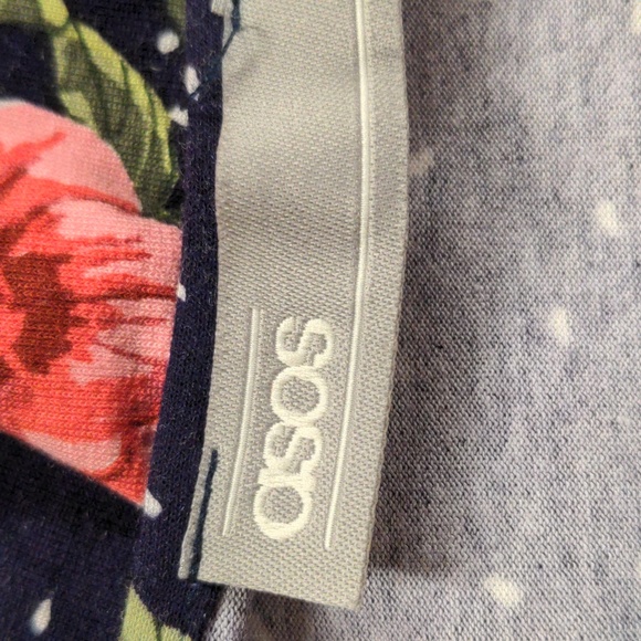 ASOS Floral Mini Dress with Hanky Hem and Frill Cuff Size 10 - Picture 8 of 11